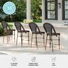 image:imageMartha Stewart Lily Pond IndoorOutdoor Stackable Counter Stools with Gray Woodgrain Aluminum Frame Finish WhiteGray Woven Rattan BackrestsSeats Set of 2Black  WhiteNatural Frame
