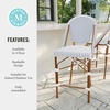 image:imageMartha Stewart Lily Pond IndoorOutdoor Stackable Counter Stools with Gray Woodgrain Aluminum Frame Finish WhiteGray Woven Rattan BackrestsSeats Set of 2Navy  WhiteNatural Frame