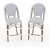 image:imageMartha Stewart Lily Pond IndoorOutdoor Stackable Counter Stools with Gray Woodgrain Aluminum Frame Finish WhiteGray Woven Rattan BackrestsSeats Set of 2Navy  WhiteNatural Frame