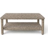 image:imageMartha Stewart Lily Pond Rattan Wicker IndoorOutdoor Patio Coffee Table with Lower Storage Shelf in Weathered Gray