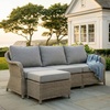 image:imageMartha Stewart Lily Pond Rattan Wicker IndoorOutdoor Patio Ottoman in Weathered Gray with 4 Gray Olefin Cushion Steel Frame and Zippered Removable Cushion Cover