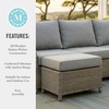 image:imageMartha Stewart Lily Pond Rattan Wicker IndoorOutdoor Patio Ottoman in Weathered Gray with 4 Gray Olefin Cushion Steel Frame and Zippered Removable Cushion Cover