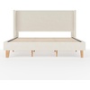 image:imageMartha Stewart Maisie Platform Bed with Wingback Headboard and Cushioned Side Rails Faux Linen Upholstery Wood Slat Foundation No Box Spring Needed Queen BeigeOffwhite