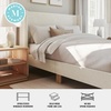 image:imageMartha Stewart Maisie Platform Bed with Wingback Headboard and Cushioned Side Rails Faux Linen Upholstery Wood Slat Foundation No Box Spring Needed Queen BeigeOffwhite