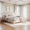 image:imageMartha Stewart Maisie Platform Bed with Wingback Headboard and Cushioned Side Rails Faux Linen Upholstery Wood Slat Foundation No Box Spring Needed Queen BeigeBeige