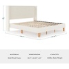 image:imageMartha Stewart Maisie Platform Bed with Wingback Headboard and Cushioned Side Rails Faux Linen Upholstery Wood Slat Foundation No Box Spring Needed Queen BeigeOffwhite