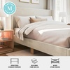 image:imageMartha Stewart Maisie Platform Bed with Wingback Headboard and Cushioned Side Rails Faux Linen Upholstery Wood Slat Foundation No Box Spring Needed Queen BeigeOffwhite