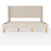 image:imageMartha Stewart Maisie Platform Bed with Wingback Headboard and Cushioned Side Rails Faux Linen Upholstery Wood Slat Foundation No Box Spring Needed Queen BeigeBeige