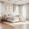 image:imageMartha Stewart Maisie Platform Bed with Wingback Headboard and Cushioned Side Rails Faux Linen Upholstery Wood Slat Foundation No Box Spring Needed Queen BeigeOffwhite