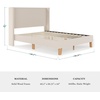 image:imageMartha Stewart Maisie Platform Bed with Wingback Headboard and Cushioned Side Rails Faux Linen Upholstery Wood Slat Foundation No Box Spring Needed Queen BeigeBeige