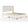 image:imageMartha Stewart Maisie Platform Bed with Wingback Headboard and Cushioned Side Rails Faux Linen Upholstery Wood Slat Foundation No Box Spring Needed Queen BeigeOffwhite