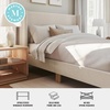 image:imageMartha Stewart Maisie Platform Bed with Wingback Headboard and Cushioned Side Rails Faux Linen Upholstery Wood Slat Foundation No Box Spring Needed Queen BeigeBeige