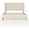 image:imageMartha Stewart Maisie Platform Bed with Wingback Headboard and Cushioned Side Rails Faux Linen Upholstery Wood Slat Foundation No Box Spring Needed Queen BeigeOffwhite