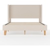 image:imageMartha Stewart Maisie Platform Bed with Wingback Headboard and Cushioned Side Rails Faux Linen Upholstery Wood Slat Foundation No Box Spring Needed Queen BeigeBeige