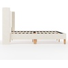 image:imageMartha Stewart Maisie Platform Bed with Wingback Headboard and Cushioned Side Rails Faux Linen Upholstery Wood Slat Foundation No Box Spring Needed Queen BeigeOffwhite