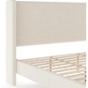 image:imageMartha Stewart Maisie Platform Bed with Wingback Headboard and Cushioned Side Rails Faux Linen Upholstery Wood Slat Foundation No Box Spring Needed Queen BeigeOffwhite