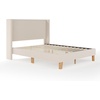 image:imageMartha Stewart Maisie Platform Bed with Wingback Headboard and Cushioned Side Rails Faux Linen Upholstery Wood Slat Foundation No Box Spring Needed Queen BeigeBeige