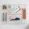 image:imageMartha Stewart Miles Plastic Stackable Office Desk Drawer Organizers Set of 6 ClearClearGold Trim