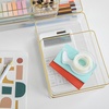 image:imageMartha Stewart Miles Plastic Stackable Office Desk Drawer Organizers Set of 6 ClearClearGold Trim
