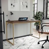 image:imageMartha Stewart Noah Home Office Parsons Desk in Gray Wood Grain with Oil Rubbed Bronze Metal FrameWalnut TopPolished Brass Frame