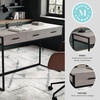 image:imageMartha Stewart Ollie Home Office Desk with 3 Drawers in Walnut Wood Grain with Oil Rubbed Bronze HardwareGray TopOil Rubbed Bronze Frame