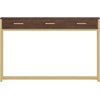 image:imageMartha Stewart Ollie Home Office Desk with 3 Drawers in Walnut Wood Grain with Oil Rubbed Bronze HardwareWalnut TopPolished Brass Frame