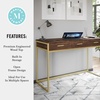 image:imageMartha Stewart Ollie Home Office Desk with 3 Drawers in Walnut Wood Grain with Oil Rubbed Bronze HardwareWalnut TopPolished Brass Frame