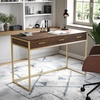 image:imageMartha Stewart Ollie Home Office Desk with 3 Drawers in Walnut Wood Grain with Oil Rubbed Bronze HardwareWalnut TopPolished Brass Frame