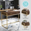 image:imageMartha Stewart Ollie Home Office Desk with 3 Drawers in Walnut Wood Grain with Oil Rubbed Bronze HardwareWalnut TopPolished Brass Frame