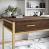 image:imageMartha Stewart Ollie Home Office Desk with 3 Drawers in Walnut Wood Grain with Oil Rubbed Bronze HardwareWalnut TopPolished Brass Frame