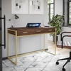 image:imageMartha Stewart Ollie Home Office Desk with 3 Drawers in Walnut Wood Grain with Oil Rubbed Bronze HardwareWalnut TopPolished Brass Frame