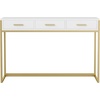 image:imageMartha Stewart Ollie Home Office Desk with 3 Drawers in Walnut Wood Grain with Oil Rubbed Bronze HardwareWhite TopPolished Brass Frame