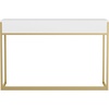 image:imageMartha Stewart Ollie Home Office Desk with 3 Drawers in Walnut Wood Grain with Oil Rubbed Bronze HardwareWhite TopPolished Brass Frame