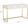 image:imageMartha Stewart Ollie Home Office Desk with 3 Drawers in Walnut Wood Grain with Oil Rubbed Bronze HardwareWhite TopPolished Brass Frame
