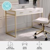 image:imageMartha Stewart Ollie Home Office Desk with 3 Drawers in Walnut Wood Grain with Oil Rubbed Bronze HardwareWhite TopPolished Brass Frame