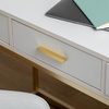 image:imageMartha Stewart Ollie Home Office Desk with 3 Drawers in Walnut Wood Grain with Oil Rubbed Bronze HardwareWhite TopPolished Brass Frame