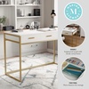 image:imageMartha Stewart Ollie Home Office Desk with 3 Drawers in Walnut Wood Grain with Oil Rubbed Bronze HardwareWhite TopPolished Brass Frame