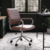 image:imageMartha Stewart Piper Swivel Task Chair with Armrests for Home Office in Saddle Brown Faux Leather with Polished Nickel FrameSaddle Brown Faux LeatherPolished Nickel