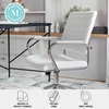image:imageMartha Stewart Piper Swivel Task Chair with Armrests for Home Office in Saddle Brown Faux Leather with Polished Nickel FrameWhite Faux LeatherPolished Nickel