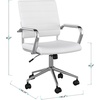 image:imageMartha Stewart Piper Swivel Task Chair with Armrests for Home Office in Saddle Brown Faux Leather with Polished Nickel FrameWhite Faux LeatherPolished Nickel