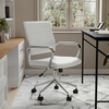 image:imageMartha Stewart Piper Swivel Task Chair with Armrests for Home Office in Saddle Brown Faux Leather with Polished Nickel FrameWhite Faux LeatherPolished Nickel