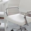 image:imageMartha Stewart Piper Swivel Task Chair with Armrests for Home Office in Saddle Brown Faux Leather with Polished Nickel FrameWhite Faux LeatherPolished Nickel