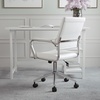 image:imageMartha Stewart Piper Swivel Task Chair with Armrests for Home Office in Saddle Brown Faux Leather with Polished Nickel FrameWhite Faux LeatherPolished Nickel