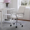 image:imageMartha Stewart Piper Swivel Task Chair with Armrests for Home Office in Saddle Brown Faux Leather with Polished Nickel FrameWhite Faux LeatherPolished Nickel