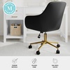 image:imageMartha Stewart Rayna Swivel Task Chair with Flared Arms for Home Office in Saddle Brown Faux Leather with Oil Rubbed Bronze FrameBlack Faux LeatherPolished Brass Frame