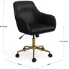 image:imageMartha Stewart Rayna Swivel Task Chair with Flared Arms for Home Office in Saddle Brown Faux Leather with Oil Rubbed Bronze FrameBlack Faux LeatherPolished Brass Frame