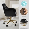 image:imageMartha Stewart Rayna Swivel Task Chair with Flared Arms for Home Office in Saddle Brown Faux Leather with Oil Rubbed Bronze FrameBlack Faux LeatherPolished Brass Frame
