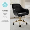 image:imageMartha Stewart Rayna Swivel Task Chair with Flared Arms for Home Office in Saddle Brown Faux Leather with Oil Rubbed Bronze FrameBlack Faux LeatherPolished Brass Frame