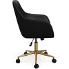 image:imageMartha Stewart Rayna Swivel Task Chair with Flared Arms for Home Office in Saddle Brown Faux Leather with Oil Rubbed Bronze FrameBlack Faux LeatherPolished Brass Frame