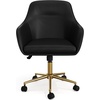image:imageMartha Stewart Rayna Swivel Task Chair with Flared Arms for Home Office in Saddle Brown Faux Leather with Oil Rubbed Bronze FrameBlack Faux LeatherPolished Brass Frame